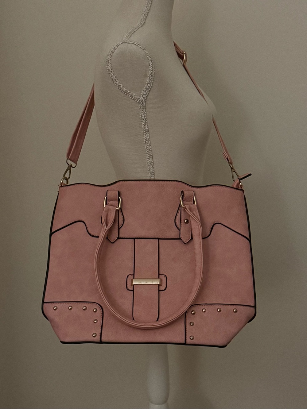 Blush Pink Structured Tote Bag - Women